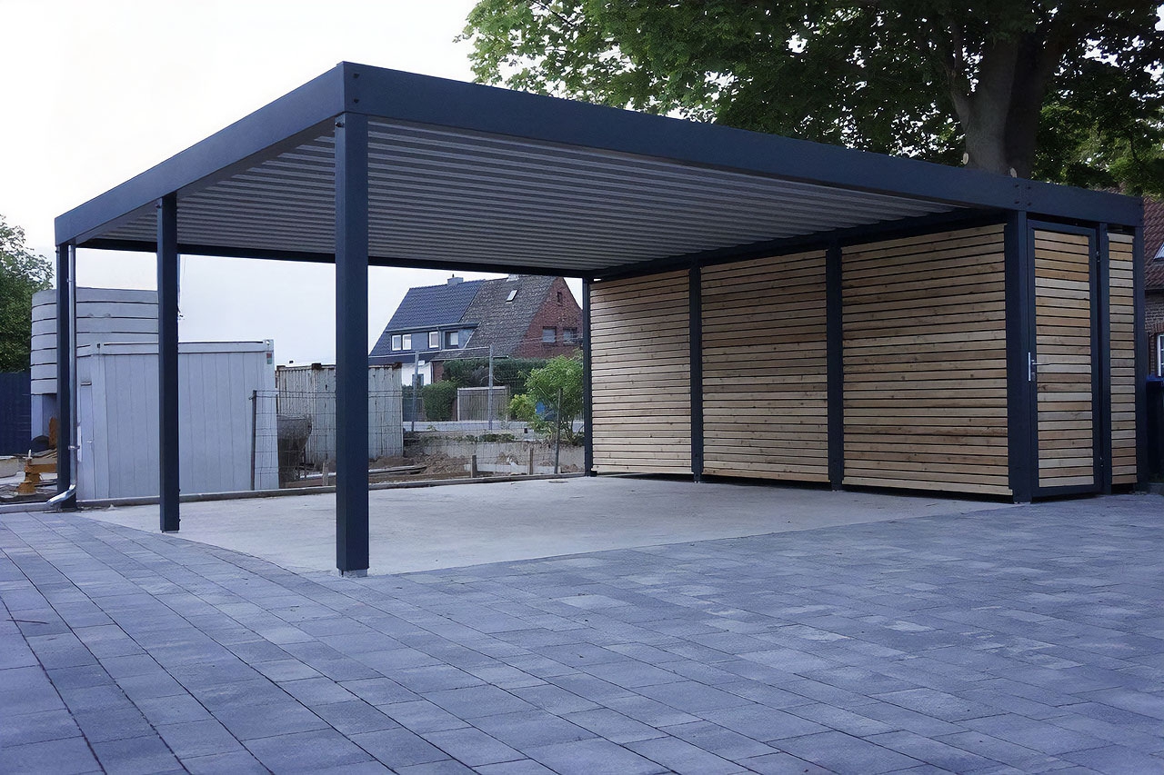 Современный навес пристроенный к дому «веранда»