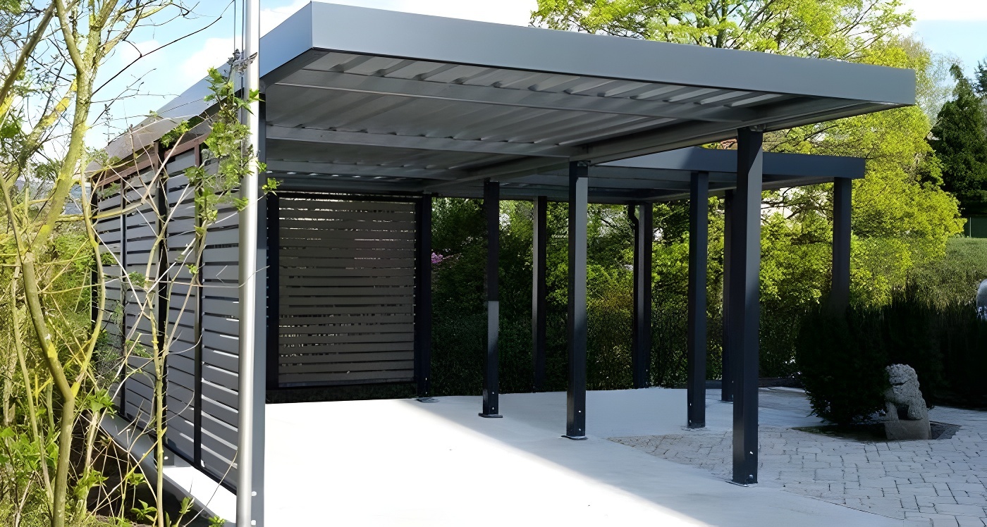 Современный навес пристроенный к дому «веранда»