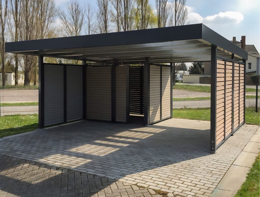 Полузакрытый навес с крышей из поликарбоната